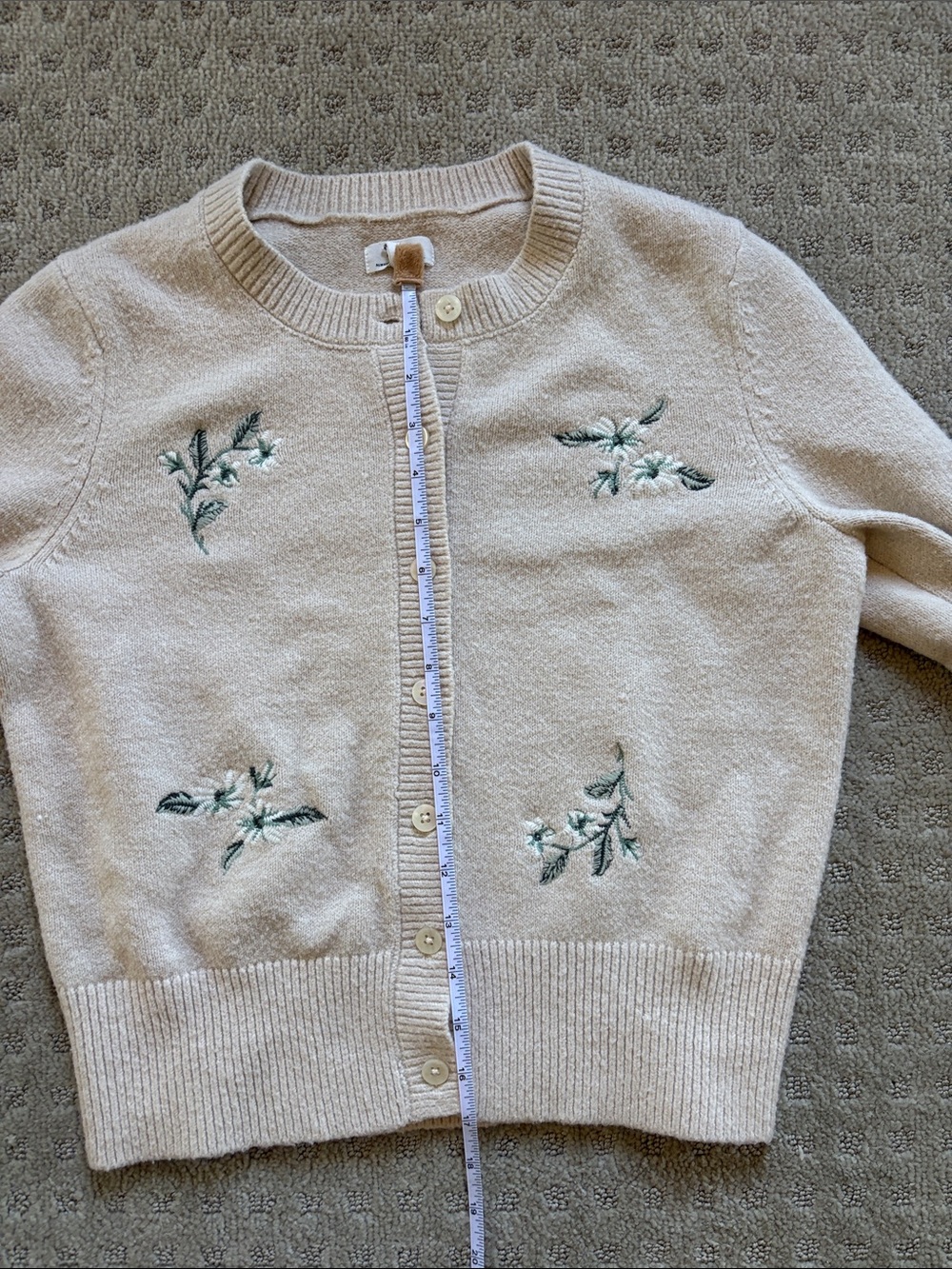 Aerie Cream Embroidered Button-Front Women's Sweater Cardigan - Picture 11 of 14